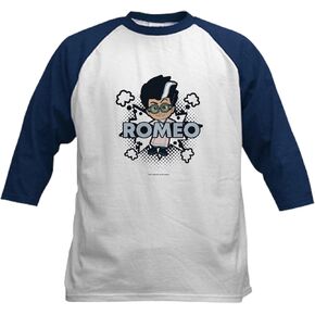 CafePress PJ Masks Romeo Halftone Kids Baseball T Shirt Kids Cotton Baseball Jersey, 3/4 Raglan Sleeve Shirt in Saudi Arabia