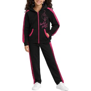 Baby Phat Girls Sweatsuit Set - 2 Piece Fleece Zip-Up Hoodie Sweatshirt & Girls Sweat Pants - Soft Girl Athletic Outfit in Saudi Arabia