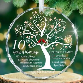 5th Wedding Anniversary Glass Ornament for Couple, Wife, Husband or Parents, Unique Wood Wedding Ideas, Meaningful Marriage Presents Keepsakes to Celebrate Five Years of Love in Saudi Arabia
