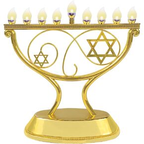Ner Mitzvah LED الكهربائية Hanukkah Menorah، LED التقليدية غريب الأطوار Channukah Menorah الكهربائية، تعمل بالبطارية أو USB وسلك متضمن، فضي in Saudi Arabia