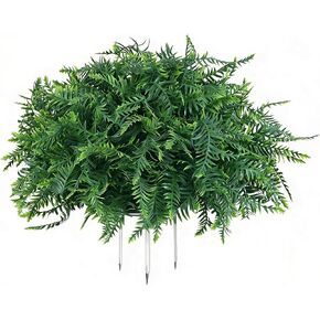 QIANYUN Artificial Persian Fern Outdoor Greenery – 20 Inch Faux Fern Plant for Garden and Lawn Decor, UV Resistant Green Leaf Landscape Accent with Metal Stake for Yard or Patio (1, Green) in Kuwait