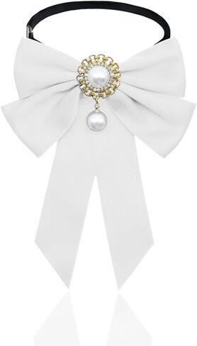 Bow Ties for Girls, Adjustable Pre-tied Kids Bow Tie with Pearls Solid Color Womens Bowtie for School Uniform Wedding in Kuwait