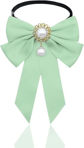 Bow Ties for Girls, Adjustable Pre-tied Kids Bow Tie with Pearls Solid Color Womens Bowtie for School Uniform Wedding in Kuwait