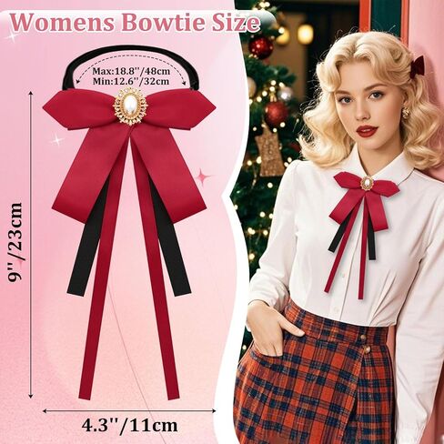 Bow Tie for Women Girl Ribbon Rhinestone Womens Bow Ties Adjustable Pre-tied Bowtie for Party Uniform Wedding Prom in Saudi Arabia