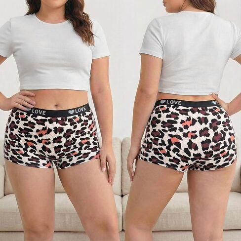Women's Underwear Boxer Briefs Soft Moisture Wicking Lightweight Leopard Printed Mid Rise Boxer Briefs in Saudi Arabia