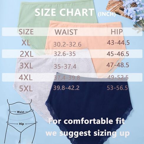 سراويل داخلية نسائية قطنية XL-5XL مقاس كبير متوسطة الخصر عالية الخصر ومزينة بالدانتيل سراويل داخلية للسيدات in Kuwait