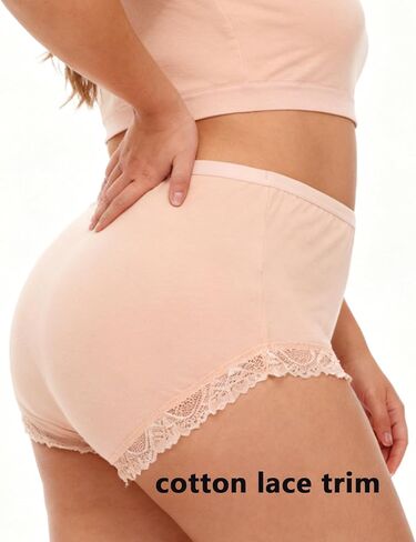 سراويل داخلية نسائية قطنية XL-5XL مقاس كبير متوسطة الخصر عالية الخصر ومزينة بالدانتيل سراويل داخلية للسيدات in Kuwait