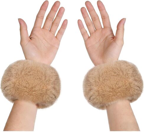 Faux Fur Wrist Cuffs White Short Arm Warmers Leg Warmers for Women Party Costumes Accessory in Saudi Arabia