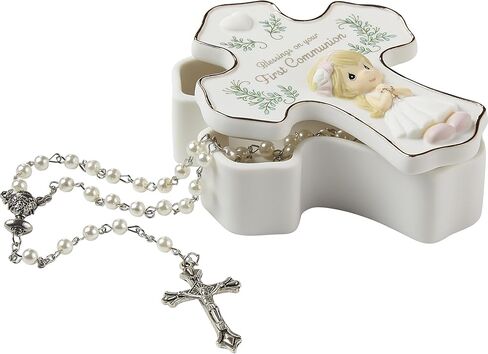 Precious Moments 222407 Blessings On Your First Communion Girl Bisque Porcelain/Plastic Rosary Box with Rosary in Saudi Arabia