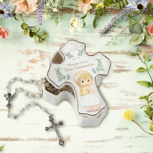 Precious Moments 222407 Blessings On Your First Communion Girl Bisque Porcelain/Plastic Rosary Box with Rosary in Saudi Arabia