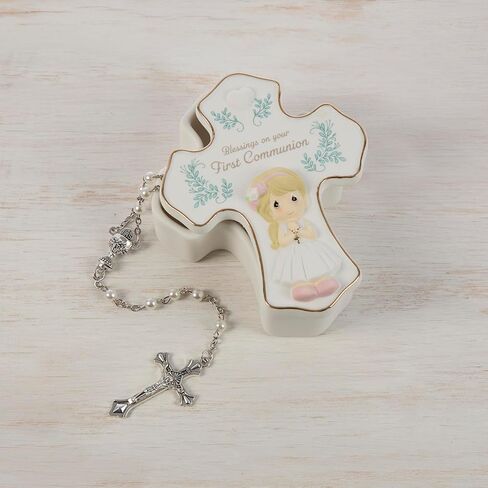 Precious Moments 222407 Blessings On Your First Communion Girl Bisque Porcelain/Plastic Rosary Box with Rosary in Saudi Arabia