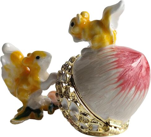 المينا البلوط الفاكهة والسنجاب حامل المجوهرات خاتم قلادة القرط حلية صندوق رسمت باليد البلوط والسنجاب الزينة للمنزل والمكتب ديكور الوردي in Kuwait