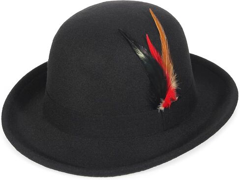 قبعات GEMVIE كلاسيكية للرجال والنساء ذات حافة قصيرة فيدورا قابلة للسحق مع شريط من الريش in Kuwait