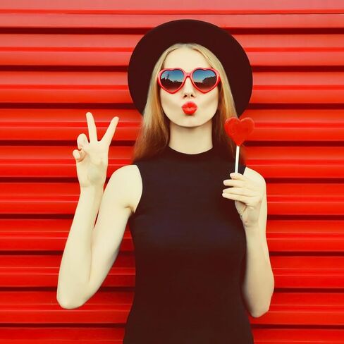 Fashion Classic Black Fedora Hats + Red Heart Sunglasses Costume Outfit - Flat Wide Brim Church Cap Jazz Hat in Saudi Arabia