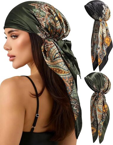 AWAYTR Pretied Head Scarf for Women - 2 Pack Chemo Patients Headwear Cancer Hair Loss Scarf Head Wrap Cover Hat Turban Cover in Saudi Arabia