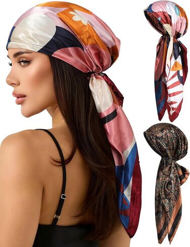 AWAYTR Pretied Head Scarf for Women - 2 Pack Chemo Patients Headwear Cancer Hair Loss Scarf Head Wrap Cover Hat Turban Cover in Saudi Arabia