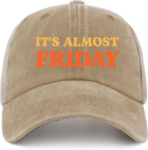 Funny Retros Vintages It's Almost Friday Trucker Hats Beach caps for Grandma in Saudi Arabia