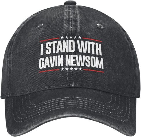 قبعة I Stand with Governor Gavin Newsom قبعة مجانية لسائقي الشاحنات من Gavin Newsom للرجال والنساء باللون الأسود in Kuwait