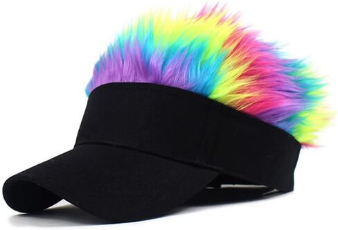 Spiked Wig Sun Visor Novelty Hat Peaked Baseball Cap Golf Hat with Fake Hairs for Women Men in Kuwait