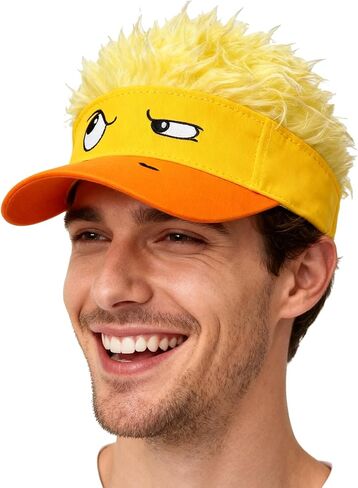 Funny Adults Big Eyes Hair Wig Hat Cute Cartoon Duck Golf Sun Visor Cap Halloween Cosplay Gift Adjustable Beach Baseball Hat in Saudi Arabia
