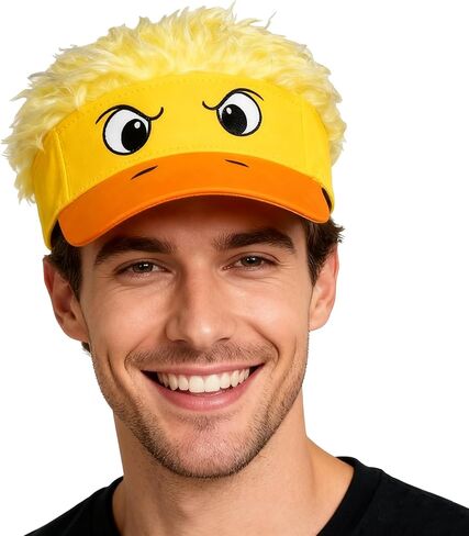 Funny Adults Big Eyes Hair Wig Hat Cute Cartoon Duck Golf Sun Visor Cap Halloween Cosplay Gift Adjustable Beach Baseball Hat in Saudi Arabia
