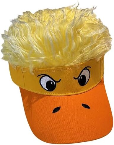 Funny Adults Big Eyes Hair Wig Hat Cute Cartoon Duck Golf Sun Visor Cap Halloween Cosplay Gift Adjustable Beach Baseball Hat in Saudi Arabia