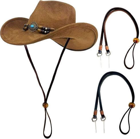 Decker Leather Hat Strap for Cowboy and Sun Hats 2PCS Rmovable Hat Chin Cord in Saudi Arabia