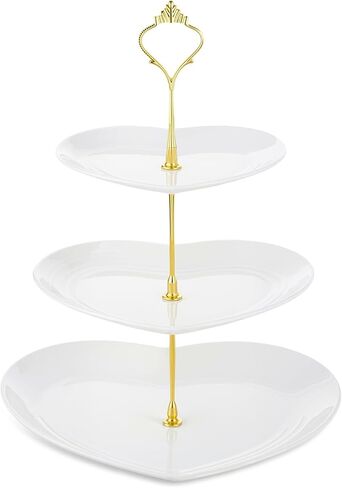 Layhit 2 Pack Valentine's Day 3 Tier Cupcake Stand Heart Shaped 3 Tiered Serving Trays for Party Plastic 3 Tiered Tray Stand Dessert Cupcake Stand for Tea Party Baby Shower Wedding (Red) in Kuwait