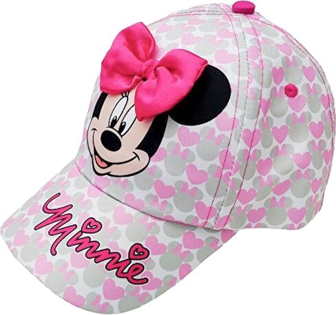 Disney Girls Baseball Cap-3D Bow Curved Brim Strap Back Hat (4-7), Size 2-4T, Minnie Mouse Hearts in Saudi Arabia
