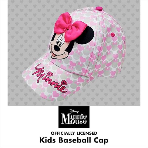 Disney Girls Baseball Cap-3D Bow Curved Brim Strap Back Hat (4-7), Size 2-4T, Minnie Mouse Hearts in Saudi Arabia
