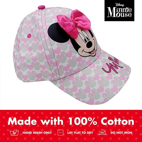 Disney Girls Baseball Cap-3D Bow Curved Brim Strap Back Hat (4-7), Size 2-4T, Minnie Mouse Hearts in Saudi Arabia
