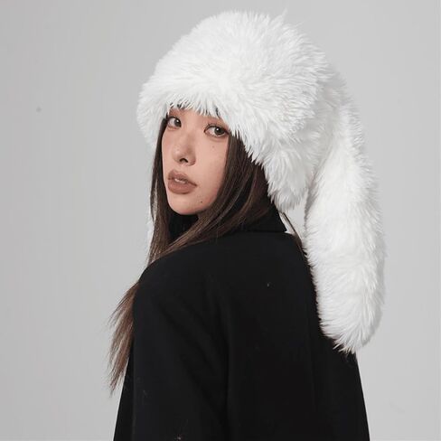 Bunny Ears Hat Fuffy Bunny Hat Cute Y2K Furry Rabbit Beanies for Indoor Outdoor Festival Party in Saudi Arabia
