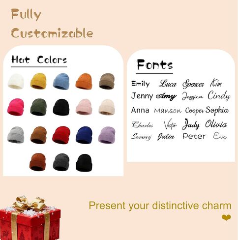 Embroidered Name Newborn Beanie Hat, Personalized Knit Hat with Name, Knit Warm Beanies for Baby Boys Girls Adult Multi in Saudi Arabia