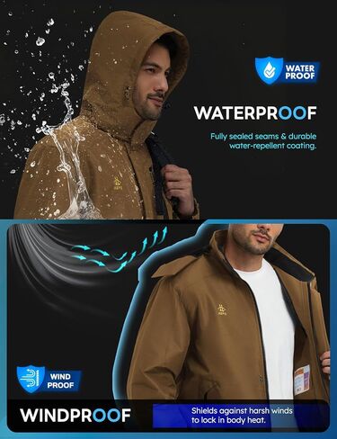 ASPO Men's Waterproof Ski Jacket Winter Warm Snow Coat Fleece lined Snowboard Hooded Mountain Windbreaker Raincoat Hiking in Saudi Arabia