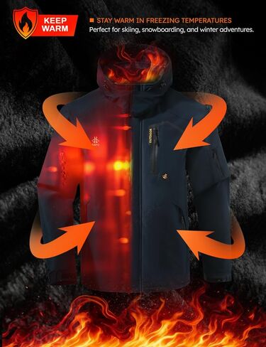 ASPO Men's Waterproof Ski Jacket Winter Warm Snow Coat Fleece lined Snowboard Hooded Mountain Windbreaker Raincoat Hiking in Saudi Arabia