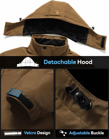 ASPO Men's Waterproof Ski Jacket Winter Warm Snow Coat Fleece lined Snowboard Hooded Mountain Windbreaker Raincoat Hiking in Saudi Arabia