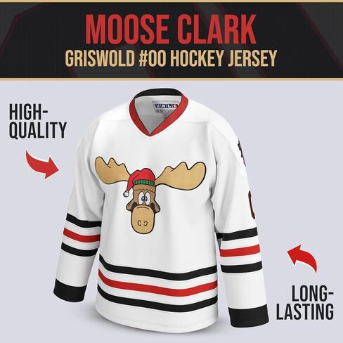Griswold Moose Clark #00 Hockey Jersey - X-Mas Vacation مخيط الحروف والأرقام، ملابس المعجبين، بوليستر مسامي، S-5XL in Kuwait
