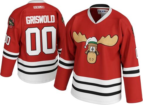Griswold Moose Clark #00 Hockey Jersey - X-Mas Vacation مخيط الحروف والأرقام، ملابس المعجبين، بوليستر مسامي، S-5XL in Kuwait