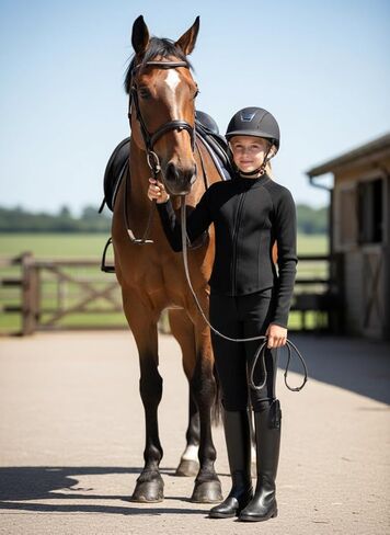 Girl's Athletic Jackets Workout Zip Up Jacket Long Sleeve Kids Equestrian Horse Riding Shirts Yoga Gym Kid for 8-12Y in Kuwait