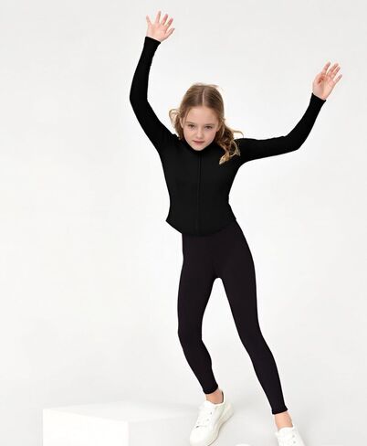 Girl's Athletic Jackets Workout Zip Up Jacket Long Sleeve Kids Equestrian Horse Riding Shirts Yoga Gym Kid for 8-12Y in Kuwait