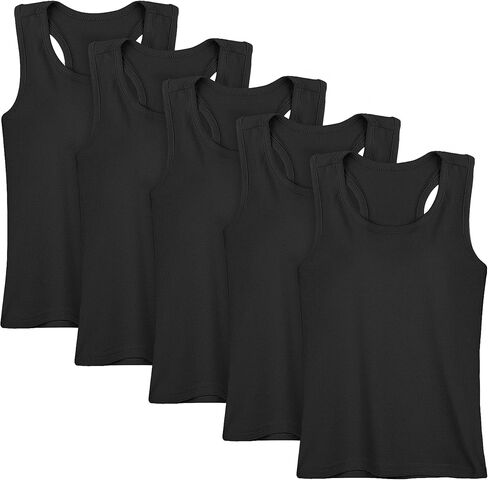 Cooraby 5 Pieces Girls Dance Tank Tops Toddler Racerback Sleeveless Top Girl Undershirts for Ballet Gymnastics 2T-16Years in Saudi Arabia