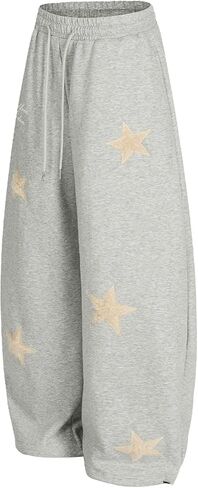 Aelfric Eden ستار زين فضفاض برميل Sweatpants واسعة الساق مطاطا الخصر عرق السراويل Y2K بنطلون فانوس غير رسمي in Kuwait