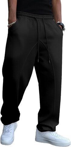 JMIERR Men's Casual Baggy Pants Wide Leg Travel Pants Streetwear Joggers with Pockets in Saudi Arabia