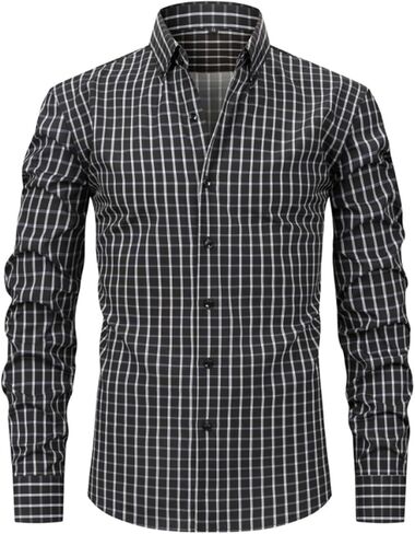Mens Dress Shirts Long Sleeve Pin Stripe Button Down Collar Tucked in Blouse Work Office Shirts Fall Spring Clothes in Saudi Arabia