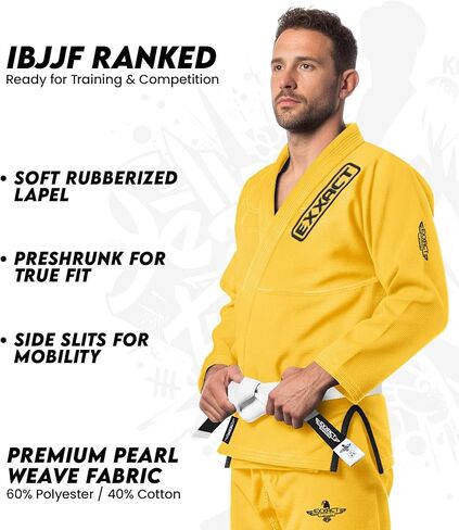 Exxact Sports BJJ Gi Men, Lightweight IBJJF Legal Jiu Jitsu Gi with Preshrunk Fabric & Free Belt for Training & Competition in Saudi Arabia