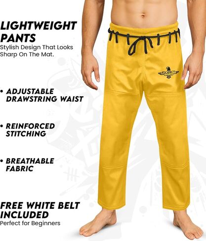 Exxact Sports BJJ Gi Men, Lightweight IBJJF Legal Jiu Jitsu Gi with Preshrunk Fabric & Free Belt for Training & Competition in Saudi Arabia