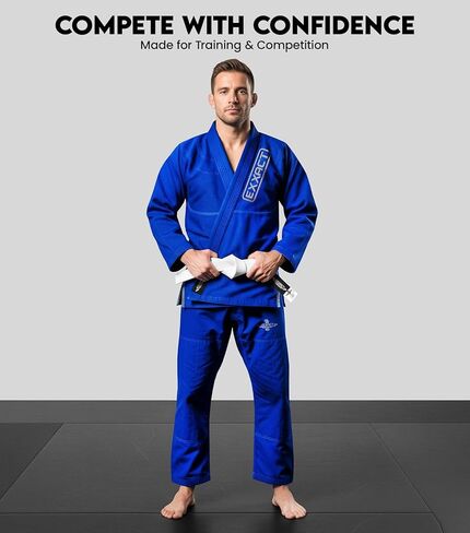 Exxact Sports BJJ Gi Men, Lightweight IBJJF Legal Jiu Jitsu Gi with Preshrunk Fabric & Free Belt for Training & Competition in Saudi Arabia