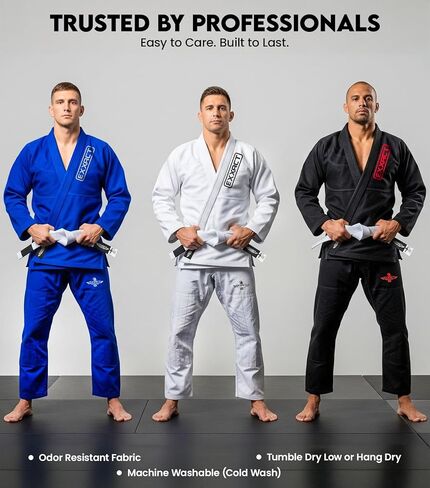 Exxact Sports BJJ Gi Men, Lightweight IBJJF Legal Jiu Jitsu Gi with Preshrunk Fabric & Free Belt for Training & Competition in Saudi Arabia