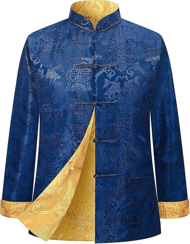 Funny World Tang Suit Men Hanfu Chinese New Year Shirt Traditional Clothes Both Sides Long Sleeve Top in Saudi Arabia