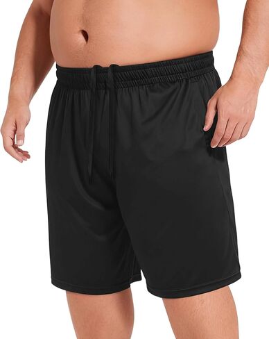 شورت رياضي رياضي للرجال - شورت كرة سلة أسود كاجوال سريع الجفاف مع جيوب للجري والتمارين الرياضية in Kuwait